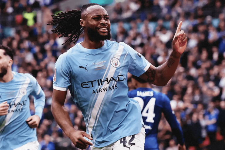 Selebrasi Antoine Semenyo usai mencetak gol (Foto: kanal YouTube The Emirates FA Cup)