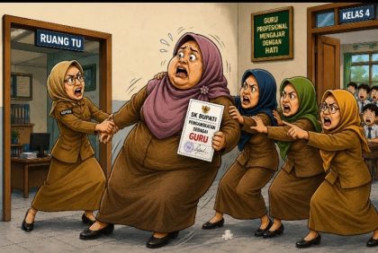 Ilustrasi: Kepsek, Guru SLTA dan Guru S1 (Foto: AI)