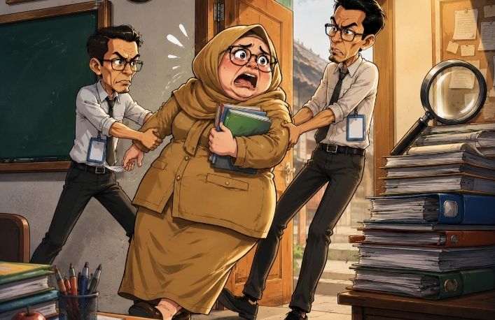 Ilustrasi: Guru SLTA tidak relevan (Foto: AI)