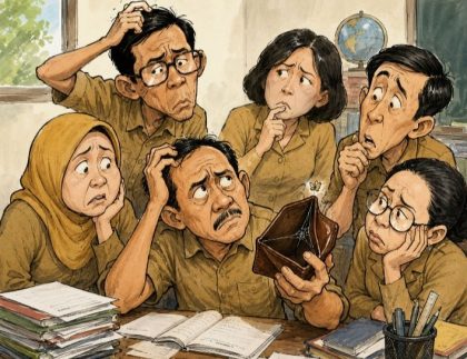 Ilustrasi: Guru Menunggu TPG (Foto: AI)