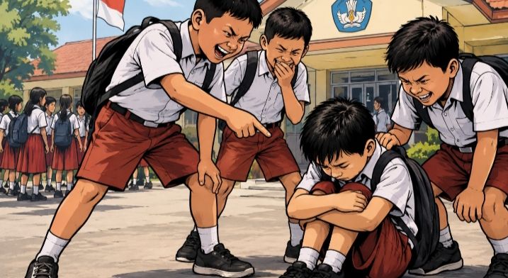 Ilustrasi perundungan siswa (Foto: AI)